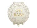 Cream "Oh Baby" Floral Round Foil Balloon, 14in