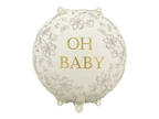 Cream "Oh Baby" Floral Round Foil Balloon, 14in