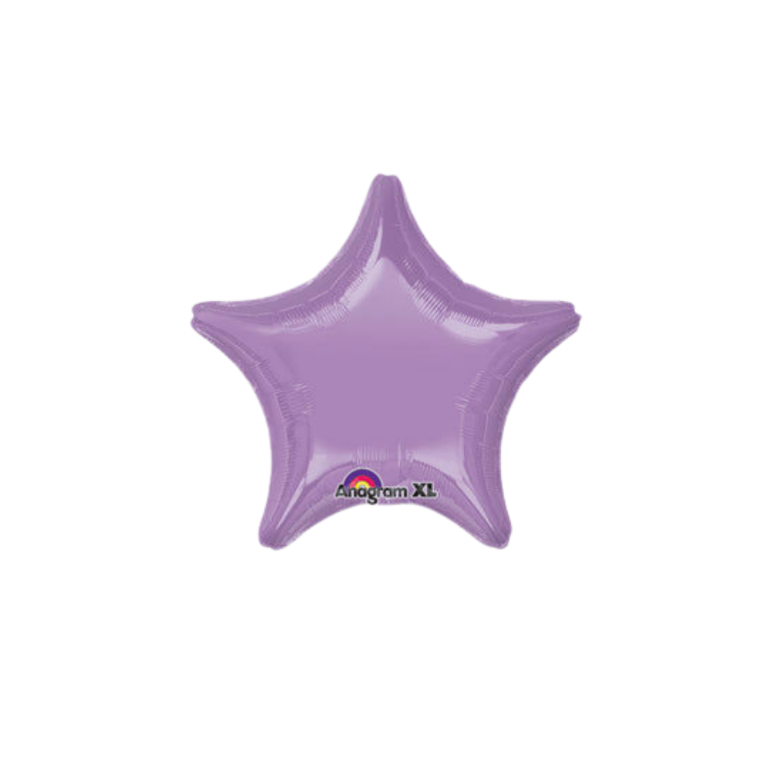 Lavender star foil balloon with shiny surface for baby shower theme from Parte Haus party supply store in Bethesda MD