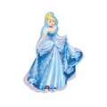 Light blue Cinderella princess foil balloon shaped like a sparkling gown birthday theme from Parte Haus party supply store in Bethesda Maryland.