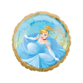 Light blue gold Cinderella princess foil balloon with clock and script for birthday from Parte Haus party supply store in Bethesda MD