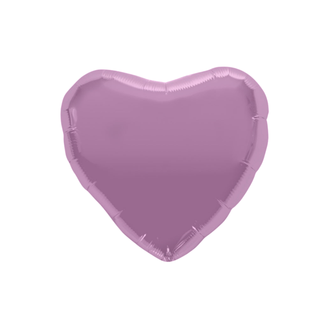 Lilac 18in heart foil balloon for party décor from Parte Haus party supply store in Bethesda, Maryland.