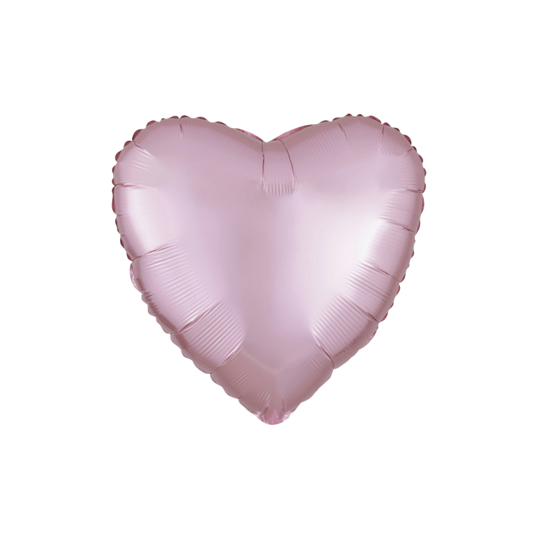 Lilac satin heart foil balloon with a glossy finish for baby shower from Parte Haus party supply store in Bethesda MD
