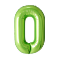 Lime green number 0 foil balloon for birthday from Parte Haus party supply store in Bethesda Maryland