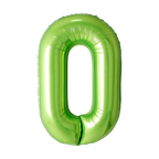 Lime green number 0 foil balloon for birthday from Parte Haus party supply store in Bethesda Maryland