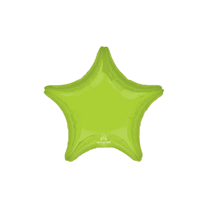 Lime green 18in star foil balloon for party décor – from Parte Haus party supply store in Bethesda, MD.