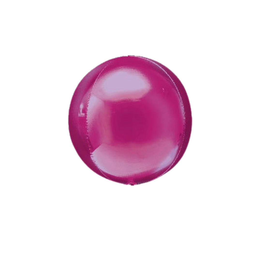 Magenta orbz foil balloon shiny round decoration Barbie theme from Parte Haus party supply store in Bethesda MD