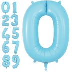 Matte light blue number foil balloon perfect for birthday milestone from Parte Haus party supply store in Bethesda Maryland