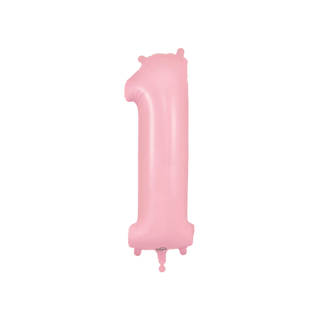 matte pink number 1 foil balloon for birthday milestone from Parte Haus party supply store in Bethesda MD