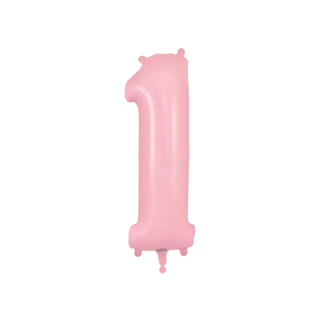 matte pink number 1 foil balloon for birthday milestone from Parte Haus party supply store in Bethesda MD