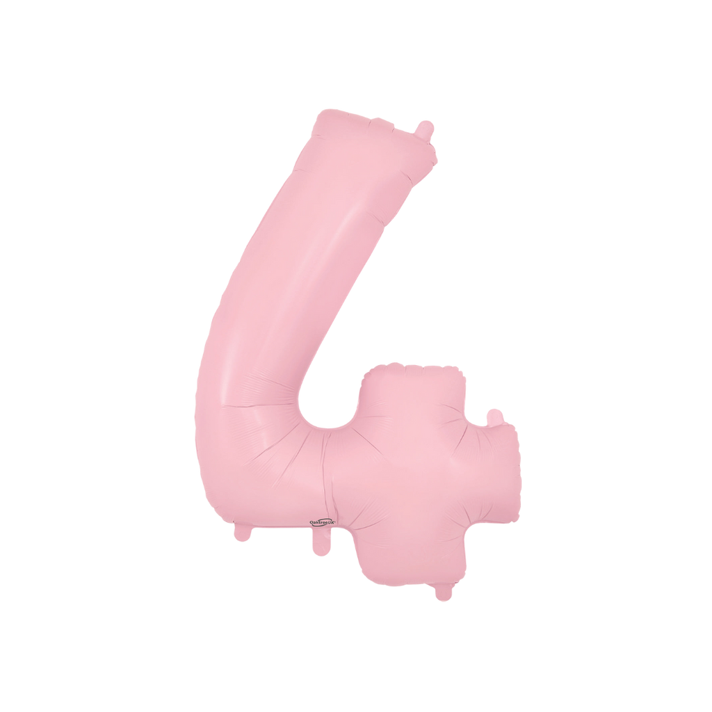 Matte pink number 4 foil balloon for birthday milestone from Parte Haus party supply store in Bethesda Maryland