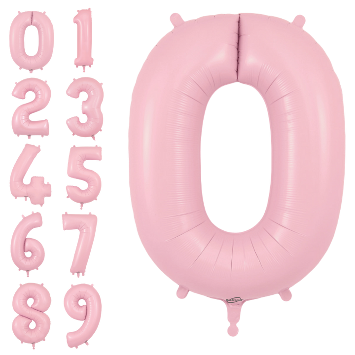 Matte pink 34in number foil balloon for birthday and milestone parties – from Parte Haus party supply store in Bethesda, Maryland