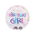 Multicolor foil balloon with Birthday Girl text and stars birthday theme from Parte Haus party supply store in Bethesda MD