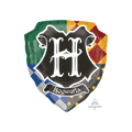 Multicolor Hogwarts crest foil balloon with house symbols Harry Potter birthday theme from Parte Haus party supply store in Bethesda Maryland