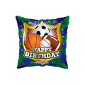 multicolor sports happy birthday foil balloon with soccer basketball football and baseball birthday theme from Parte Haus party supply store in Bethesda Maryland