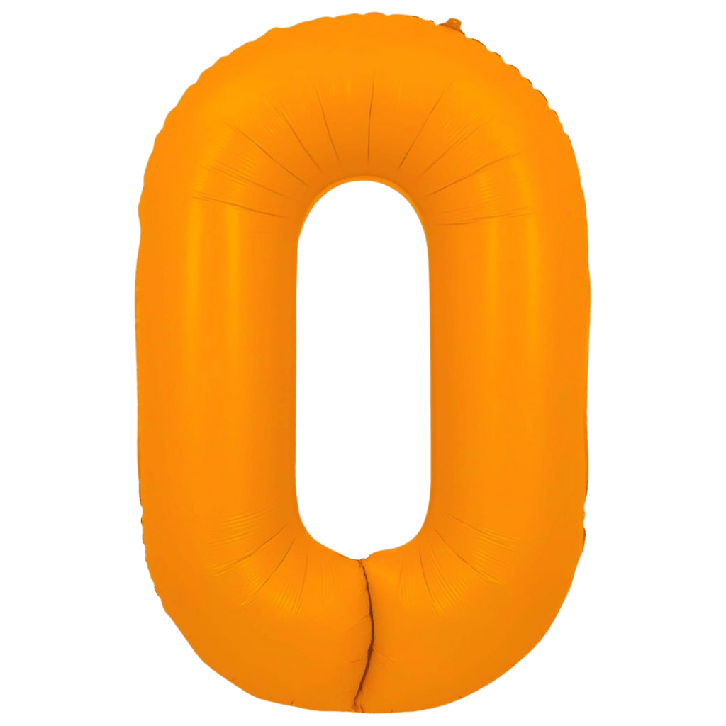 neon orange number 0 foil balloon for birthday from Parte Haus party supply store in Bethesda Maryland