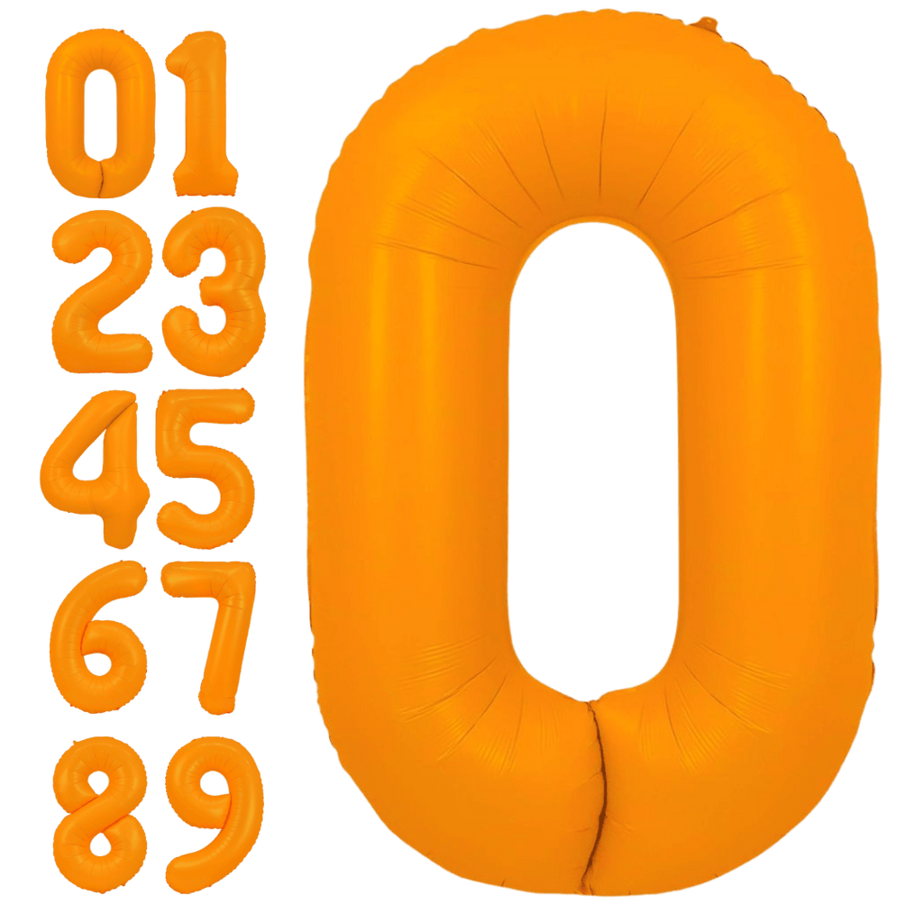Neon orange number balloon with shiny finish birthday decoration from Parte Haus party supply store in Bethesda MD