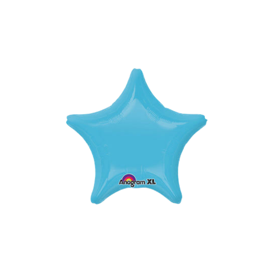 Ocean blue 18in star foil balloon for birthday parties from Parte Haus party supply store in Bethesda, Maryland.