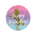 Ombre gold unicorn foil balloon with Happy Birthday and stars birthday theme from Parte Haus party supply store in Bethesda MD