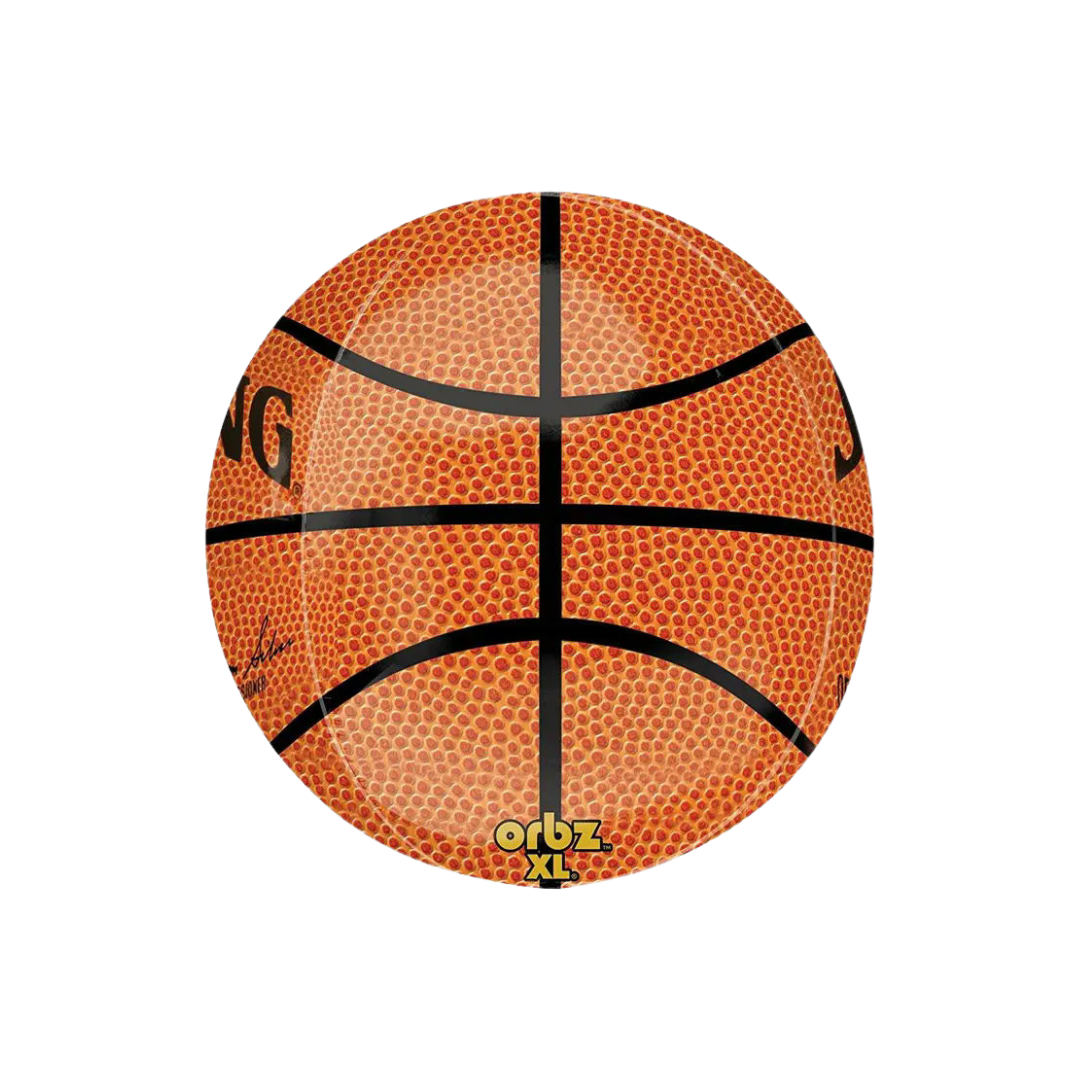 Orange basketball orb balloon with black lines sports party decor from Parte Haus party supply store in Bethesda MD
