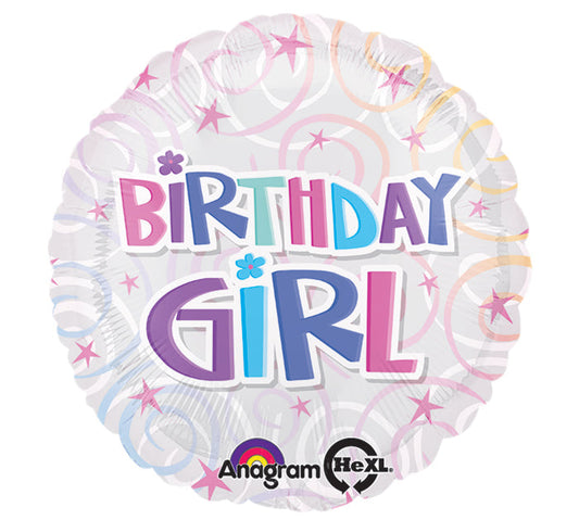 18" Birthday Girl Swirls Balloon
