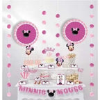 Pink Minnie Mouse birthday decoration table theme from Parte Haus party supply store in Bethesda MD