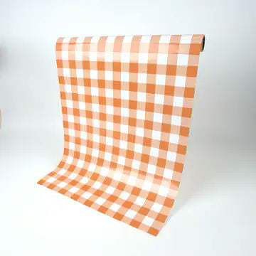 Orange Gingham Paper Table Runner