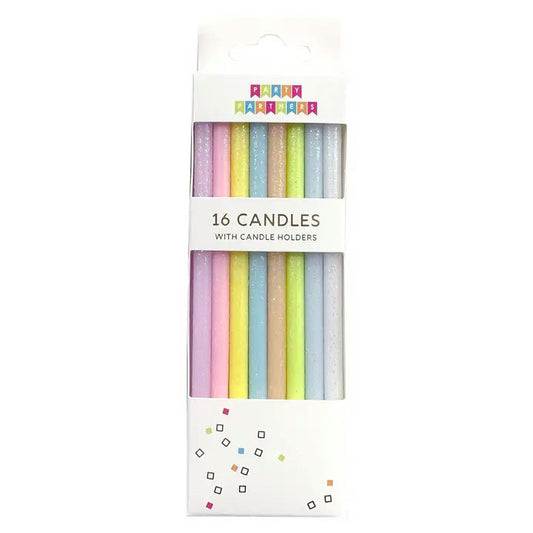 Tall Pastel Rainbow Gradient 16 Candle Set