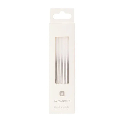 White and Silver Birthday Candles - (16pk)