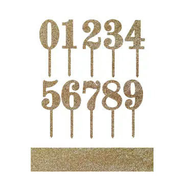 Acrylic Number Cake Toppers, Gold 9