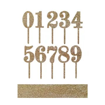 Acrylic Number Cake Toppers, Gold 3