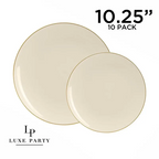 Cream White Gold Rimmed Plastic Plates - 2 sizes