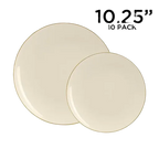 Cream White Gold Rimmed Plastic Plates - 2 sizes