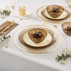 Cream White Gold Rimmed Plastic Plates - 2 sizes