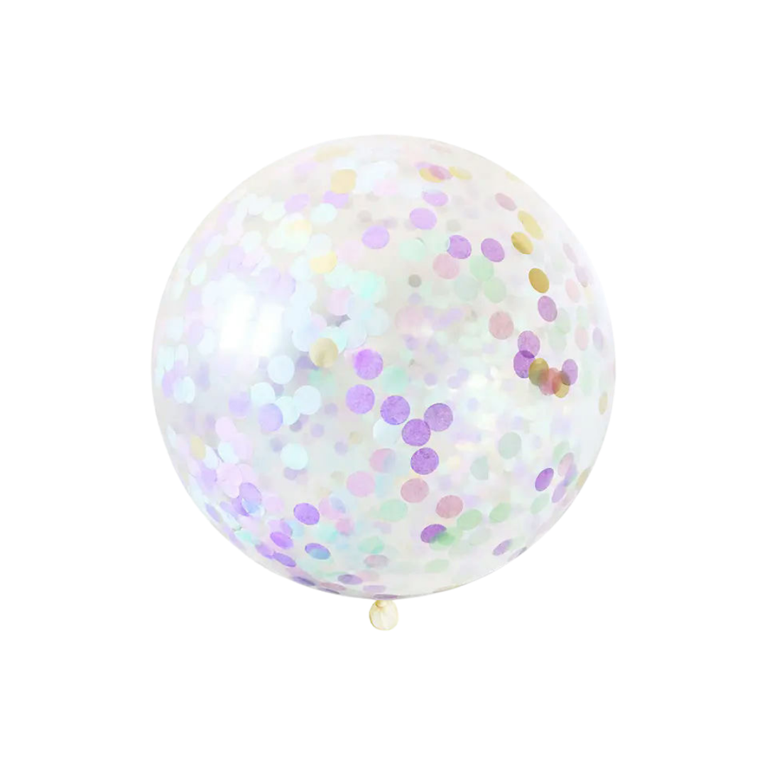 Pastel gold confetti balloon with polka dots for birthday celebration from Parte Haus party supply store in Bethesda MD