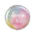 pastel foil balloon with happy birthday text and star accents birthday party from Parte Haus party supply store in Bethesda MD