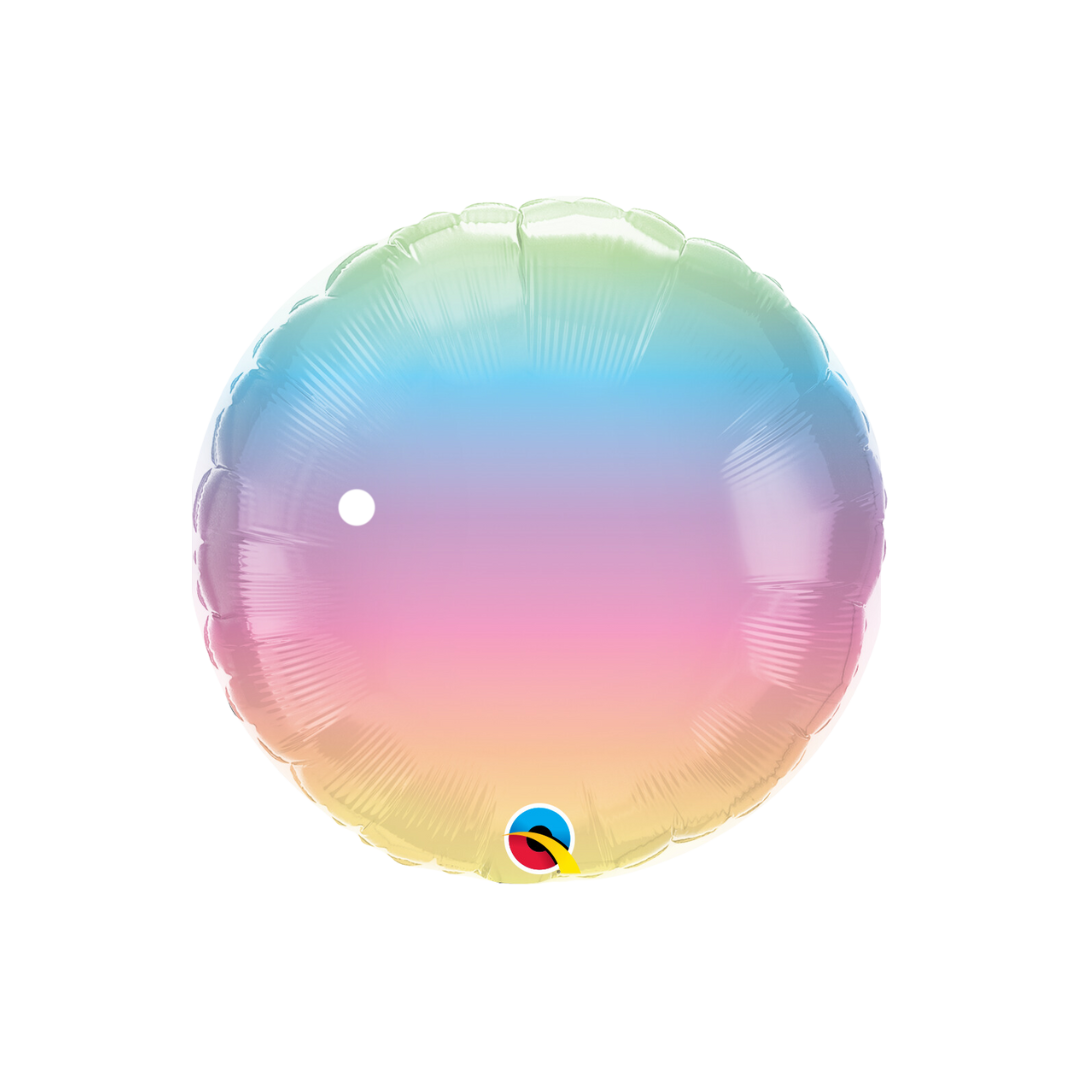 Pastel ombre 18in foil balloon for birthday and baby shower parties – from Parte Haus party supply store in Bethesda, MD.