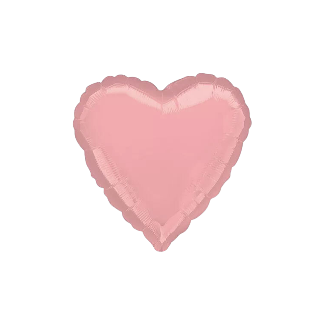 Pastel pink 18in heart foil balloon with shiny finish for wedding or birthday parties – from Parte Haus party supply store in Bethesda, MD.