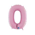 Pastel pink number 0 foil balloon birthday party decoration from Parte Haus party supply store in Bethesda MD