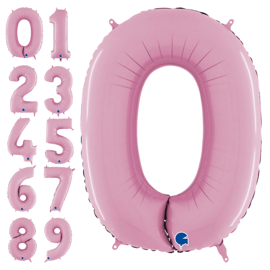 Pastel pink number foil balloon perfect for birthday or milestone events from Parte Haus party supply store in Bethesda MD