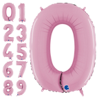 Pastel pink number foil balloon perfect for birthday or milestone events from Parte Haus party supply store in Bethesda MD