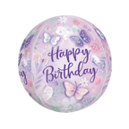 Pastel purple balloon with butterfly and floral design for birthday from Parte Haus party supply store in Bethesda MD