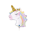 Pastel unicorn head foil balloon with rainbow mane for birthday from Parte Haus party supply store in Bethesda Maryland