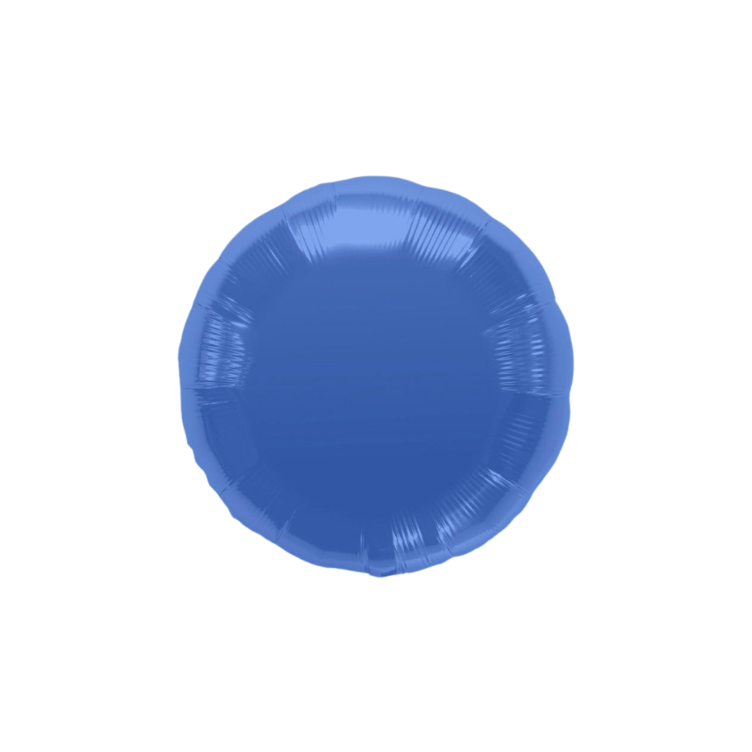 Periwinkle 18in round foil balloon with a glossy finish for birthdays, weddings, and graduations – from Parte Haus party supply store in Bethesda, MD.