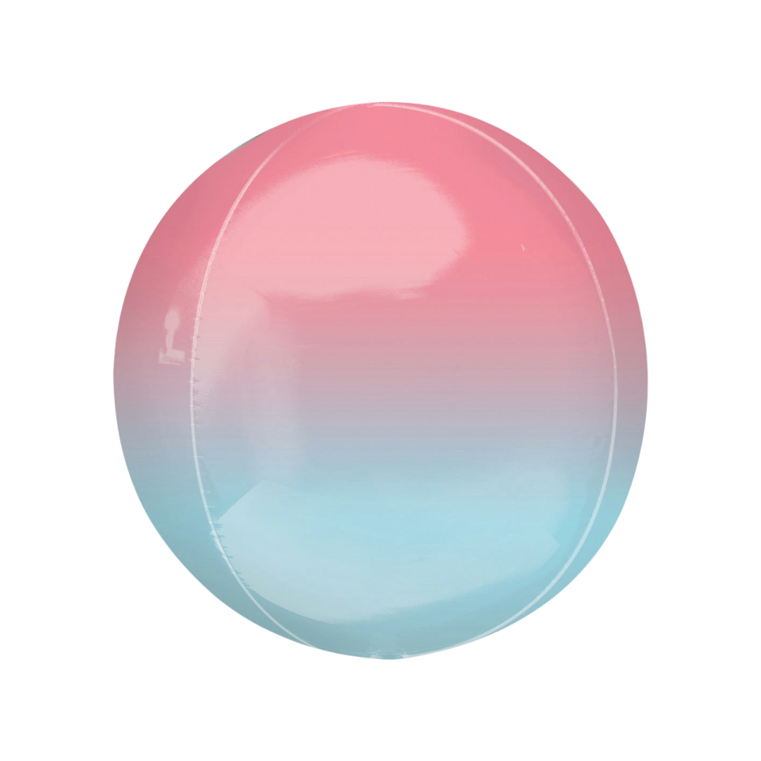 Pink and blue 16in ombre Orbz foil balloon for birthday parties from Parte Haus party supply store in Bethesda, Maryland.