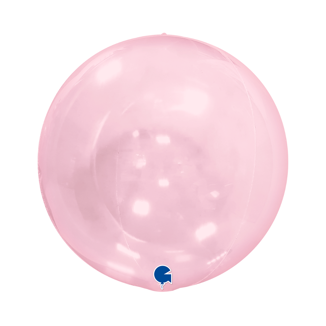 Pink 15in clear bubble balloon for birthday parties – from Parte Haus party supply store in Bethesda, Maryland.