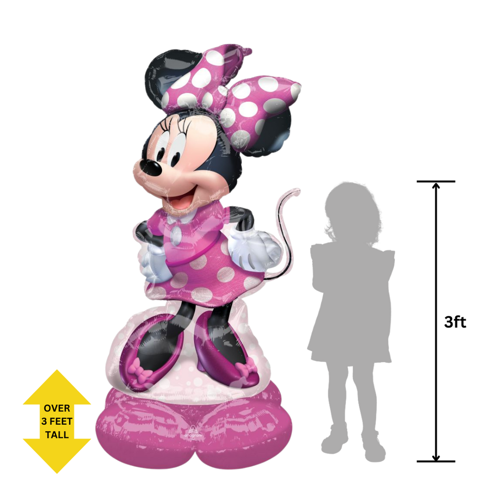 Pink Minnie Mouse foil balloon with polka dots Disney birthday theme from Parte Haus party supply store in Bethesda Maryland