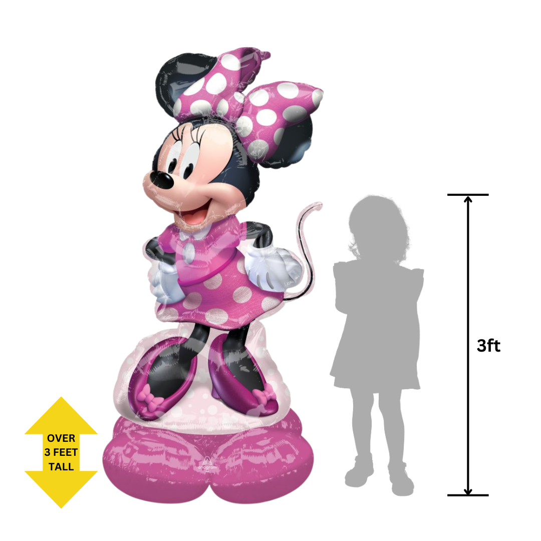 Pink Minnie Mouse foil balloon with polka dots Disney birthday theme from Parte Haus party supply store in Bethesda Maryland