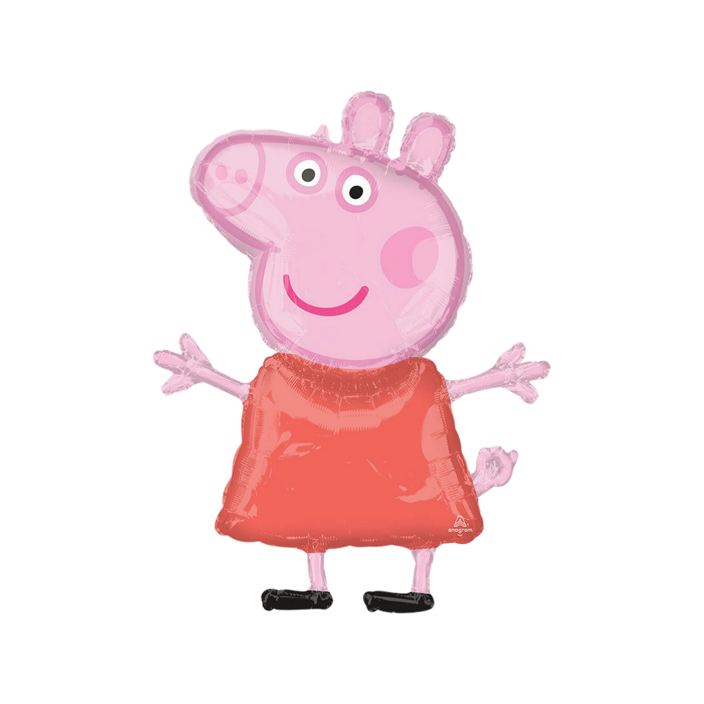 Pink Peppa Pig foil balloon with character design birthday theme from Parte Haus party supply store in Bethesda MD