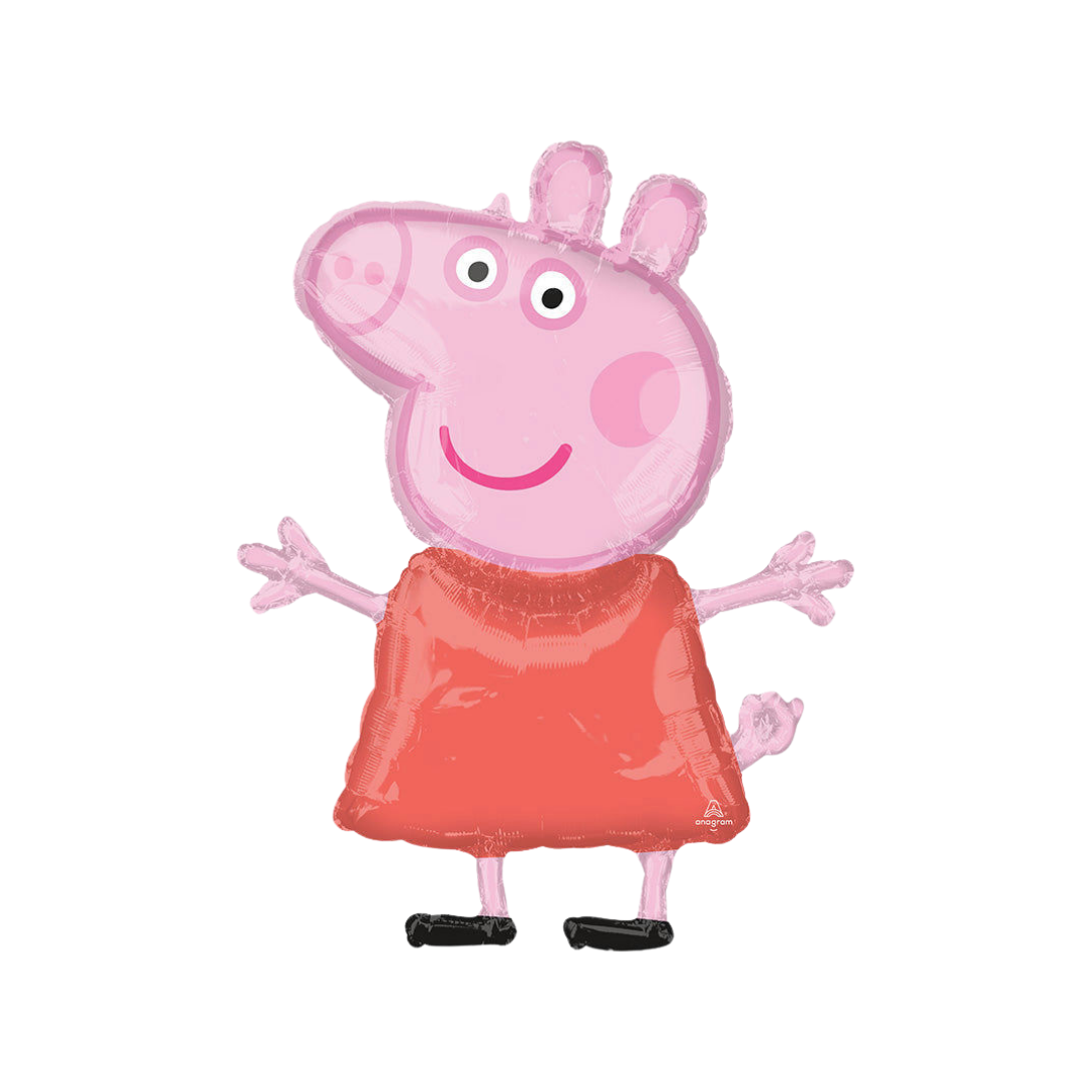 Pink Peppa Pig foil balloon with character design birthday theme from Parte Haus party supply store in Bethesda MD